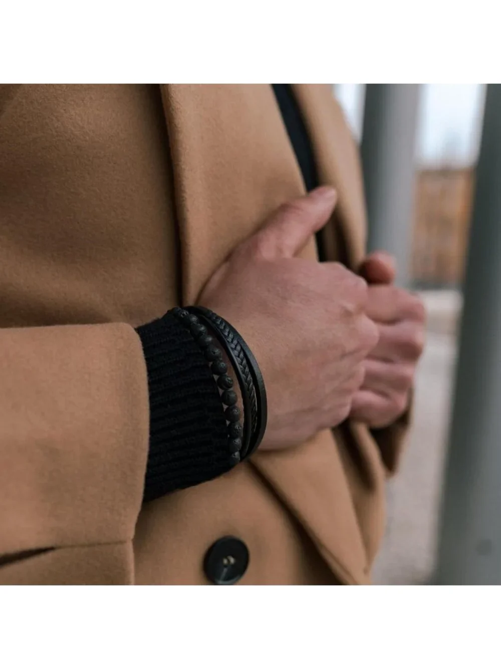 Stylish Genuine Leather Bracelet for Men | Black & Brown | Magnetic Clasp & Gift